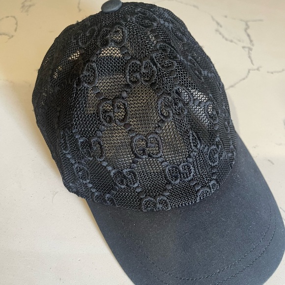 Gucci Monogram GG Lace Baseball Cap (Black) Size S - Picture 6 of 6